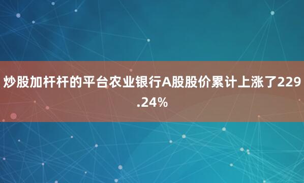 炒股加杆杆的平台农业银行A股股价累计上涨了229.24%
